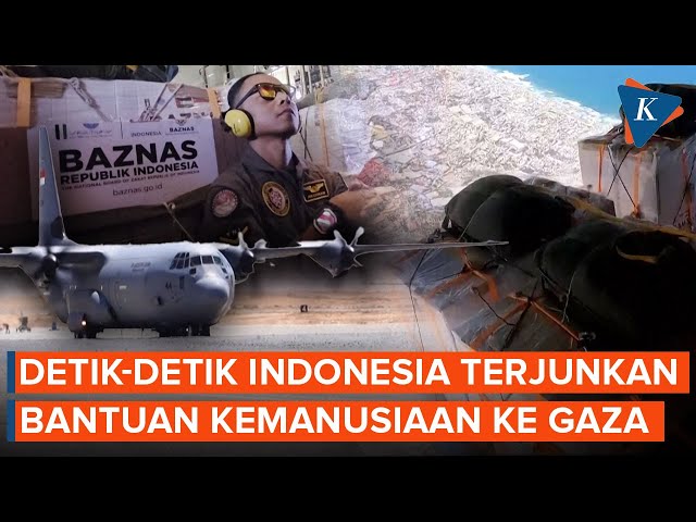 Momen Indonesia Terjunkan 80 Ton Bantuan ke Gaza, Kerja Sama dengan Yordania