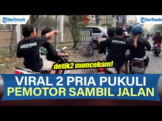 Viral! Dua Pemuda Berboncengan Pukuli Pemotor, Tak Terima Diklikson