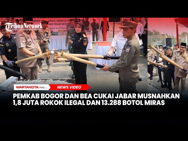 Pemkab Bogor dan Bea Cukai Jabar Musnahkan 1,8 Juta Rokok Ilegal dan 13.288 Botol Miras