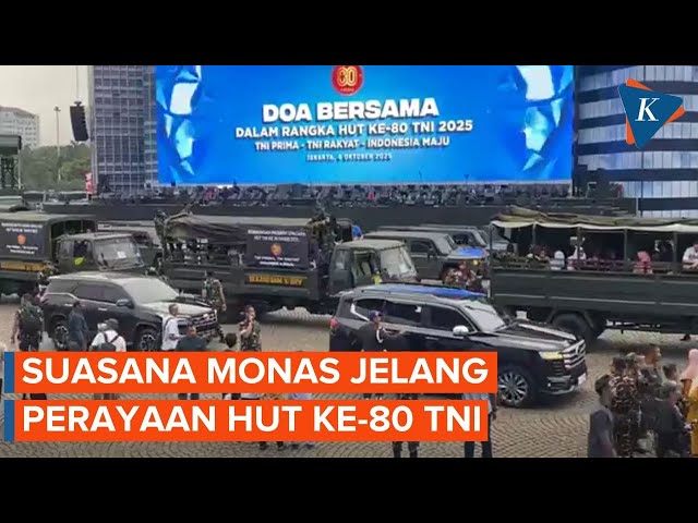 Momen TNI Gelar Doa Bersama dan Pawai Jelang HUT Ke-80 di Monas