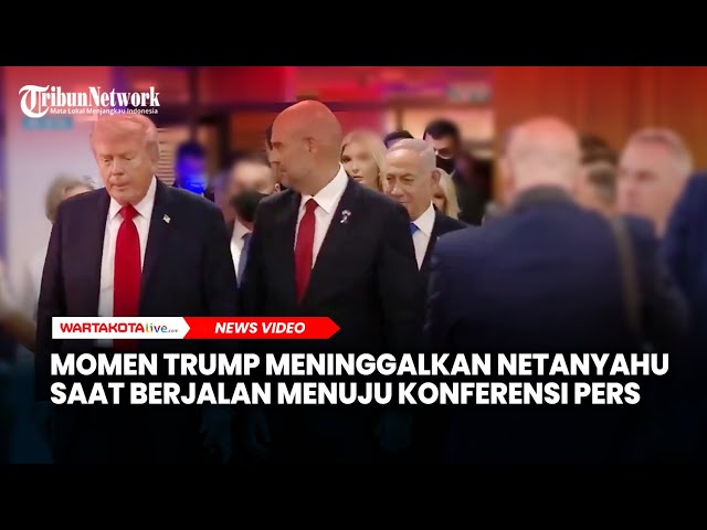 Momen Donald Trump Meninggalkan Netanyahu Saat Berjalan Menuju Konferensi Pers