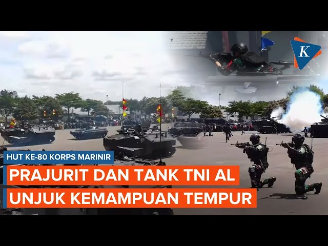 Aksi Prajurit dan Tank TNI AL Unjuk Kemampuan Tempur di HUT Korps Marinir