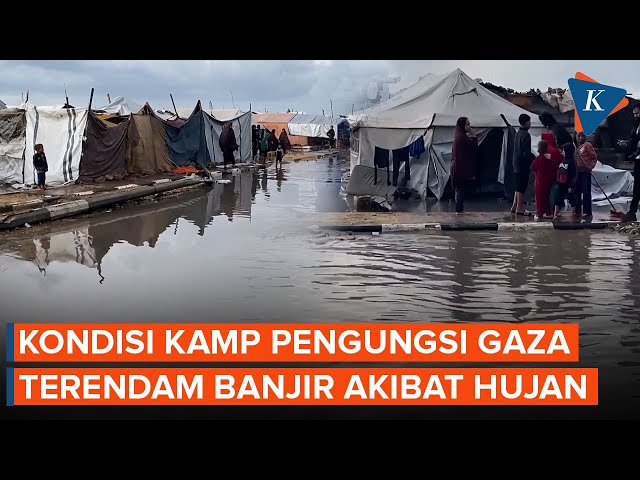 Potret Kamp-kamp Pengungsi di Gaza Terendam Banjir