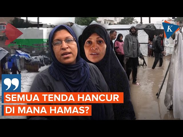 Nestapa Pengungsi Gaza, Tenda Hancur Tak Kuat Tahan Hujan yang Mengguyur