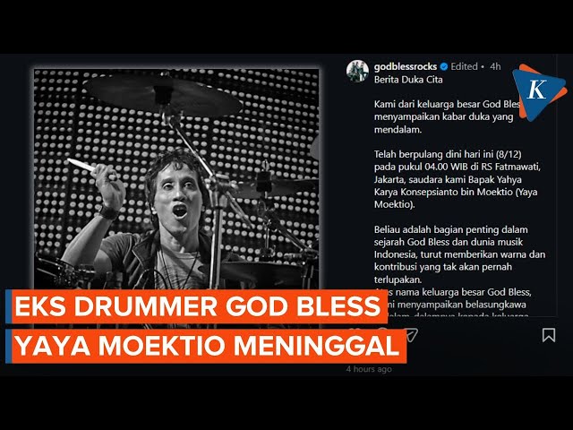Mantan Drummer God Bless Yaya Moektio Meninggal Dunia