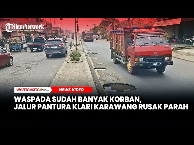 Waspada Jalur Pantura Klari Karawang Rusak Parah, Depan Polsek Klari Mirip Kolam